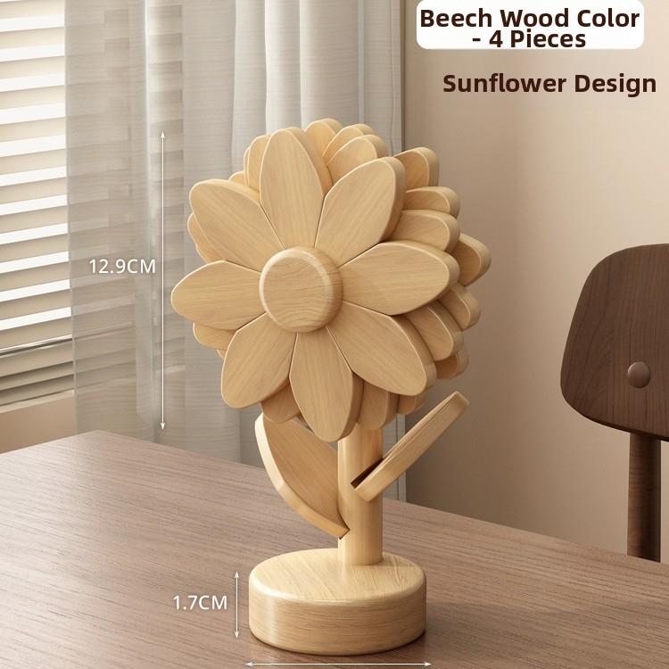 Timberra - Misty - SunBloom Wooden Heat-Proof Placemat - Dining Room / Kitchen Timberra