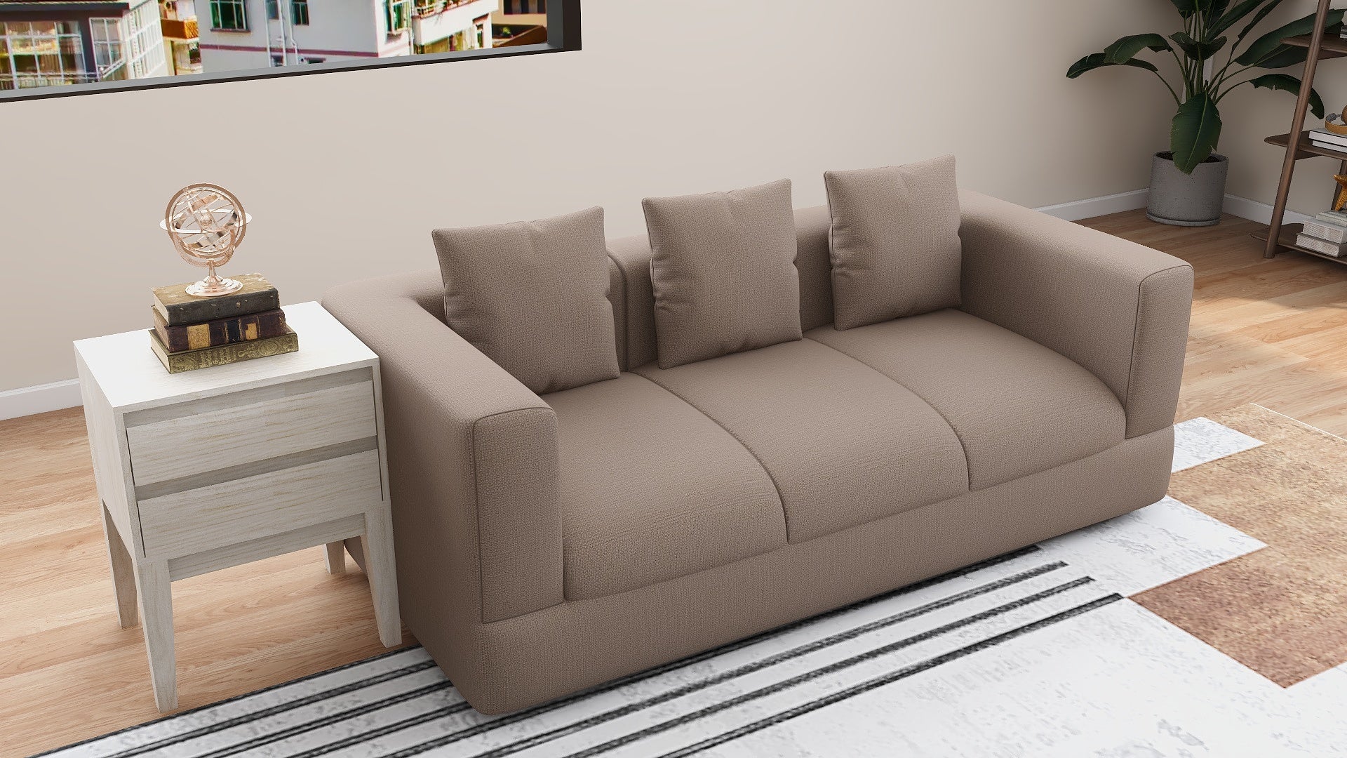 AIRIZ 3-Seater Fabric Sofa AF Home