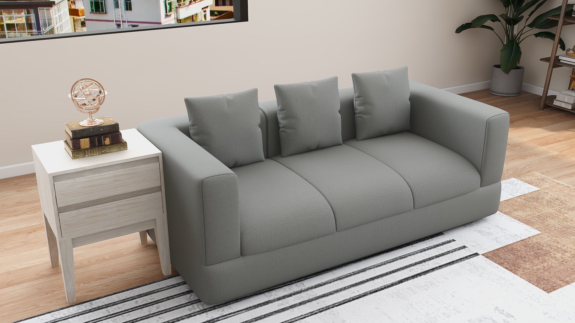 AIRIZ 3-Seater Fabric Sofa AF Home