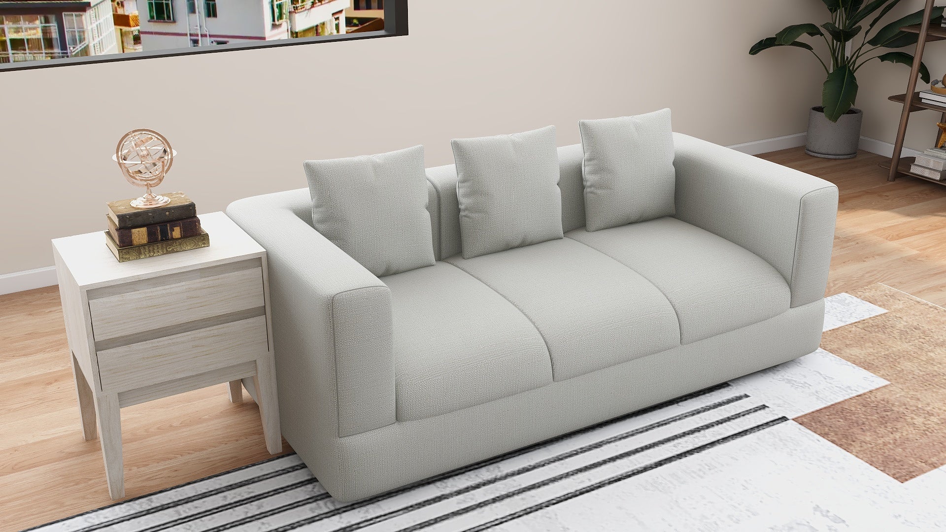 AIRIZ 3-Seater Fabric Sofa AF Home