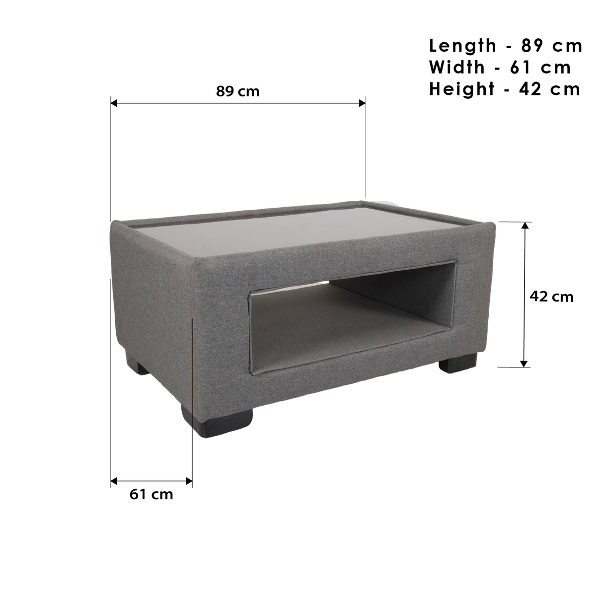 Angelo L-shape Fabric Sofa Set with Ottoman and Glass Top Table Luxe-Life PH