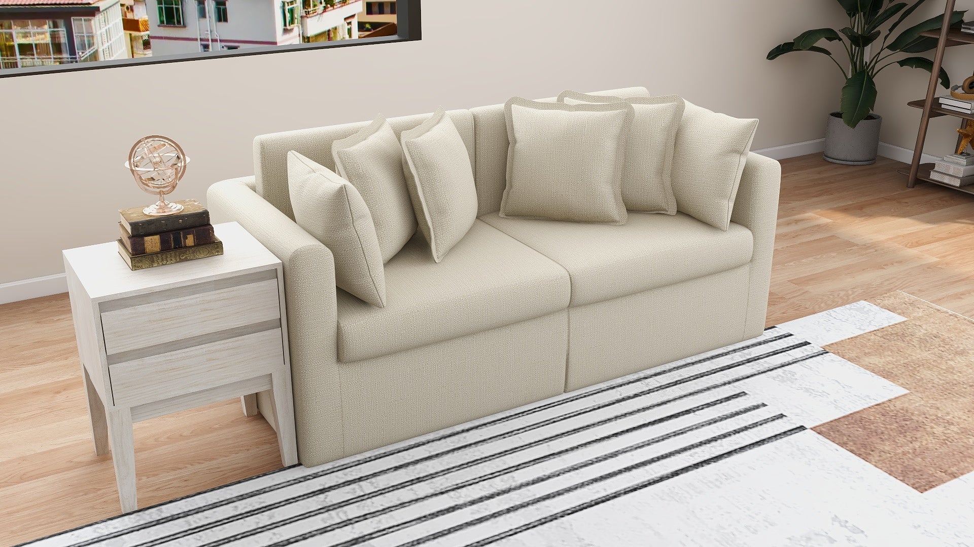ALGIA 3-Seater Fabric Sofa AF Home