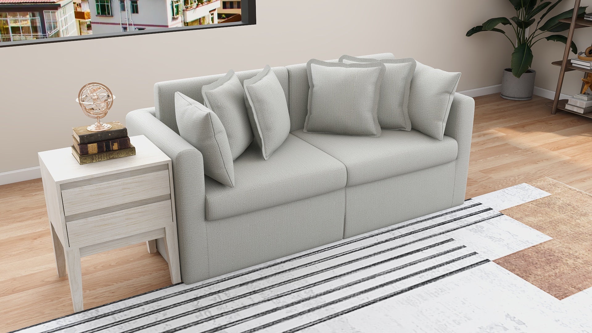 ALGIA 3-Seater Fabric Sofa AF Home