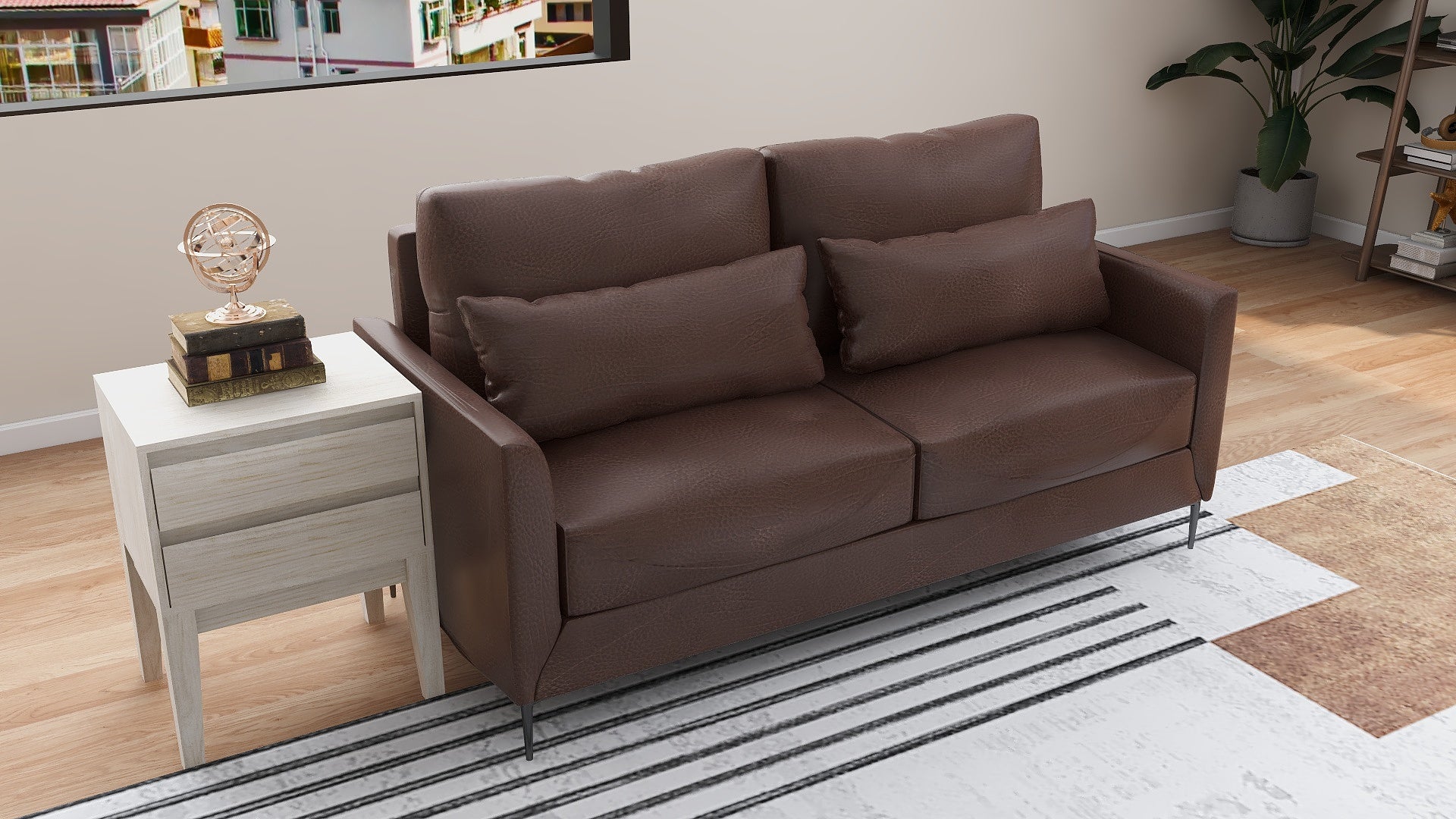 ASTRID 3-Seater Leather Sofa AF Home