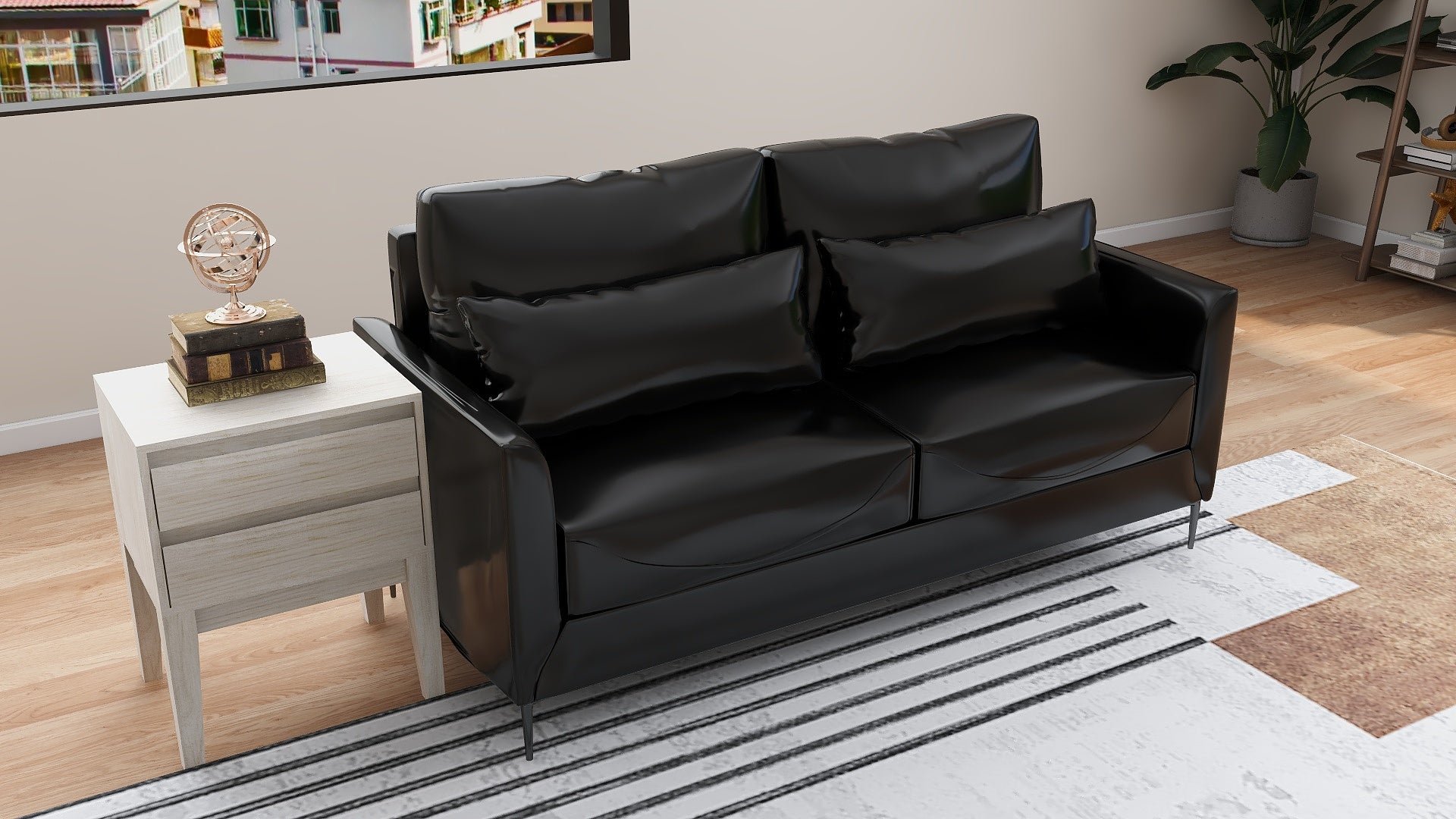 ASTRID 3-Seater Leather Sofa AF Home
