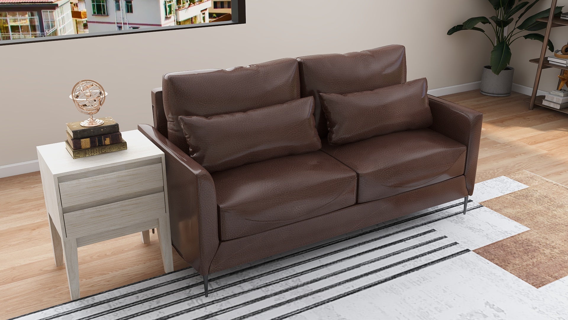 ASTRID 3-Seater Leather Sofa AF Home