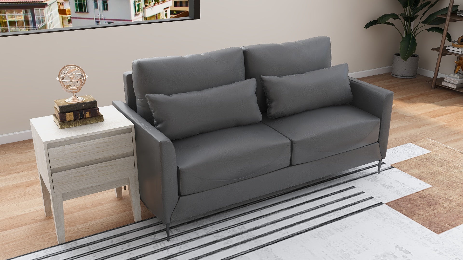 ASTRID 3-Seater Leather Sofa AF Home
