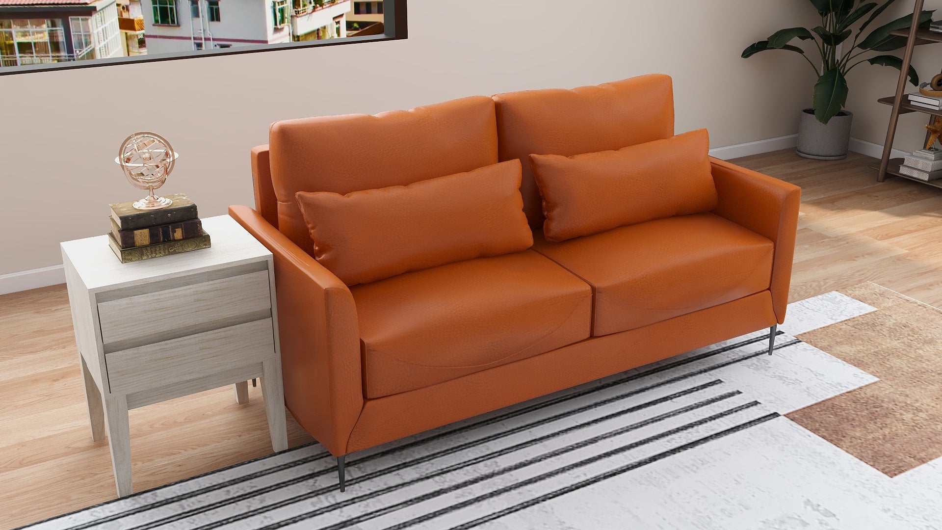 ASTRID 3-Seater Leather Sofa AF Home