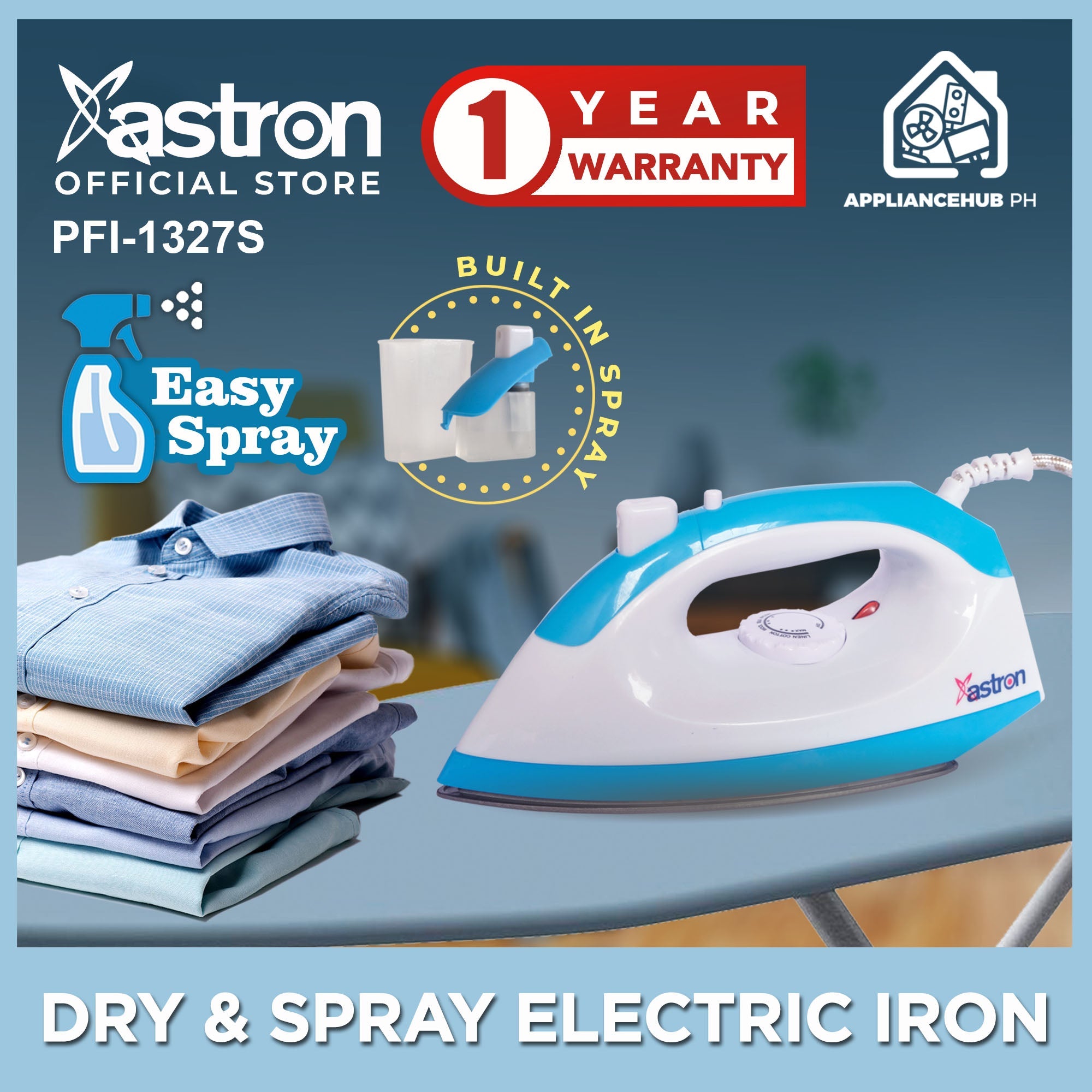 ASTRON PFI-1327S Dry and Spray Electric Flat Iron (1200W) Astron