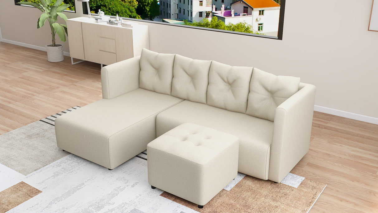 AUDREY L Shape Fabric Sofa Furnigo