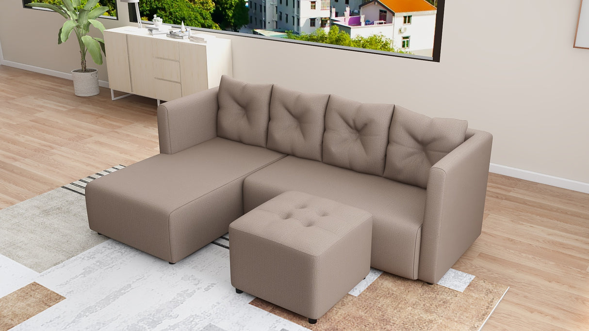 AUDREY L Shape Fabric Sofa Furnigo