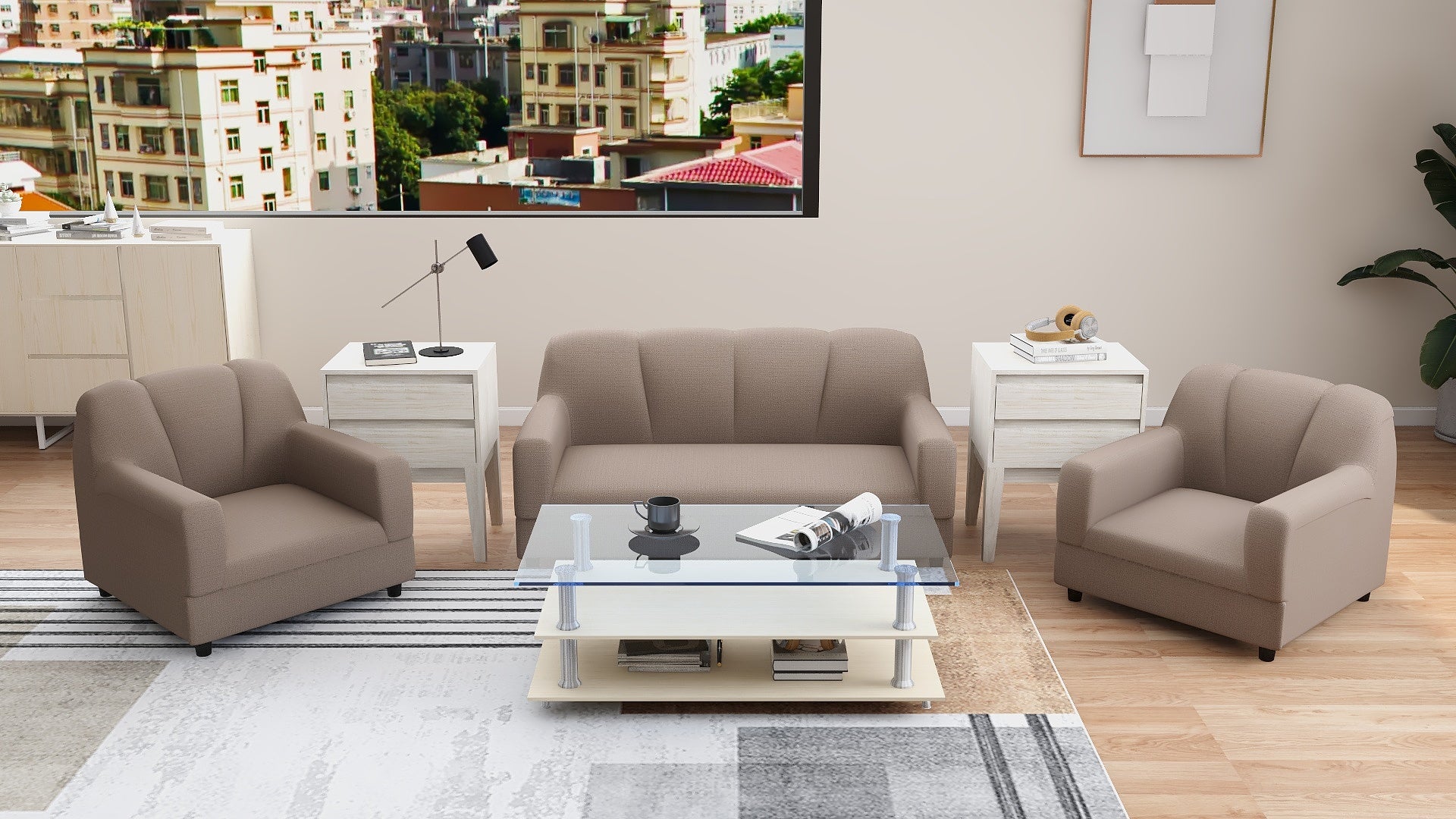 BERN 2-1-1 Fabric Sofa Set AF Home