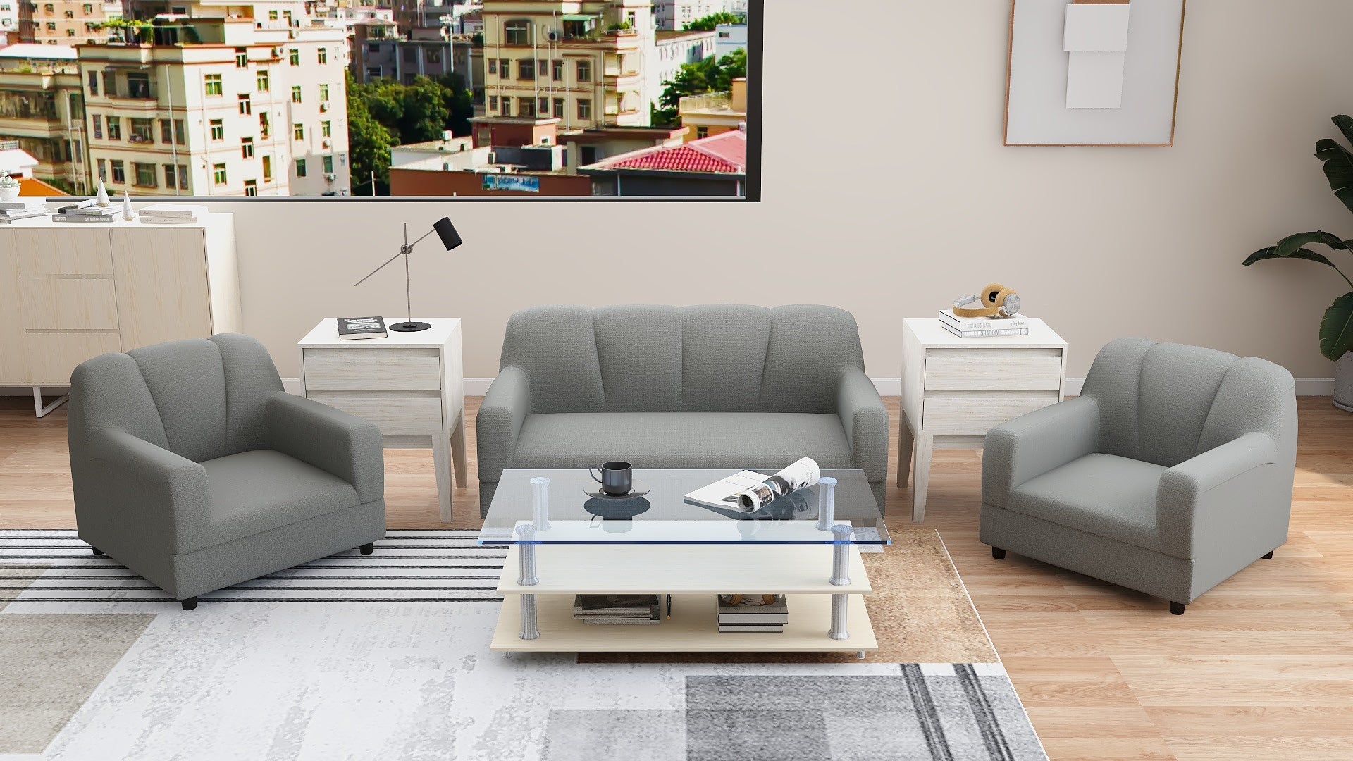 BERN 2-1-1 Fabric Sofa Set AF Home