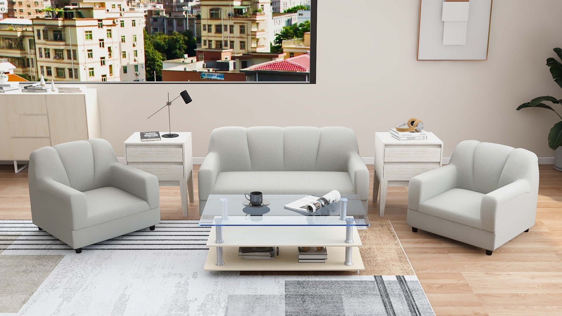 BERN 2-1-1 Fabric Sofa Set AF Home