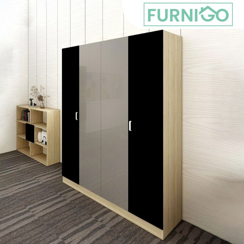 CARLTON Wardrobe 4 Door with 2 mirrors Furnigo