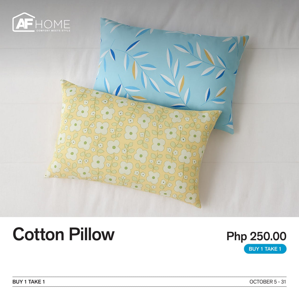 Cotton Pillow - Buy 1 Take 1 (Random Color) AF Home