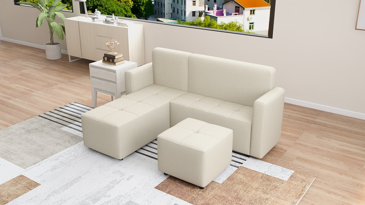 CONNER L-Shape Fabric Sofa with Ottoman Affordahome