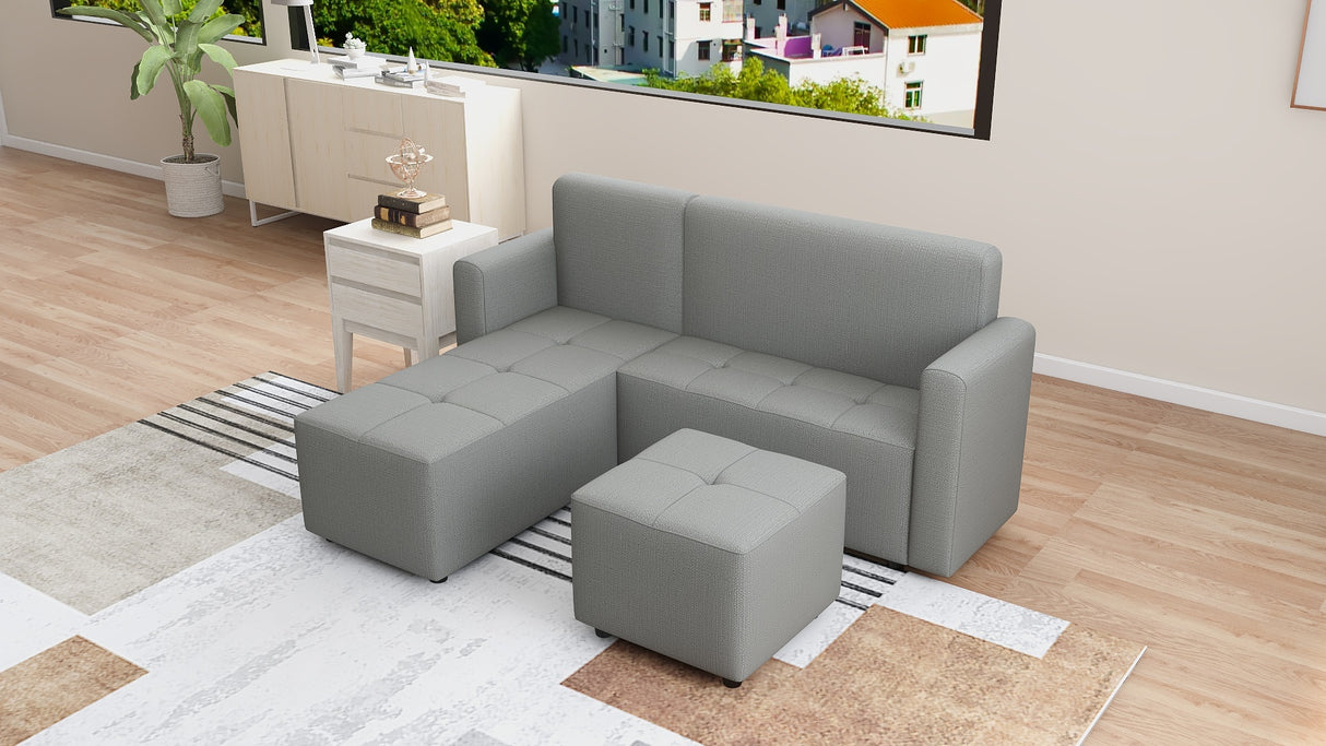 CONNER L-Shape Fabric Sofa with Ottoman Affordahome