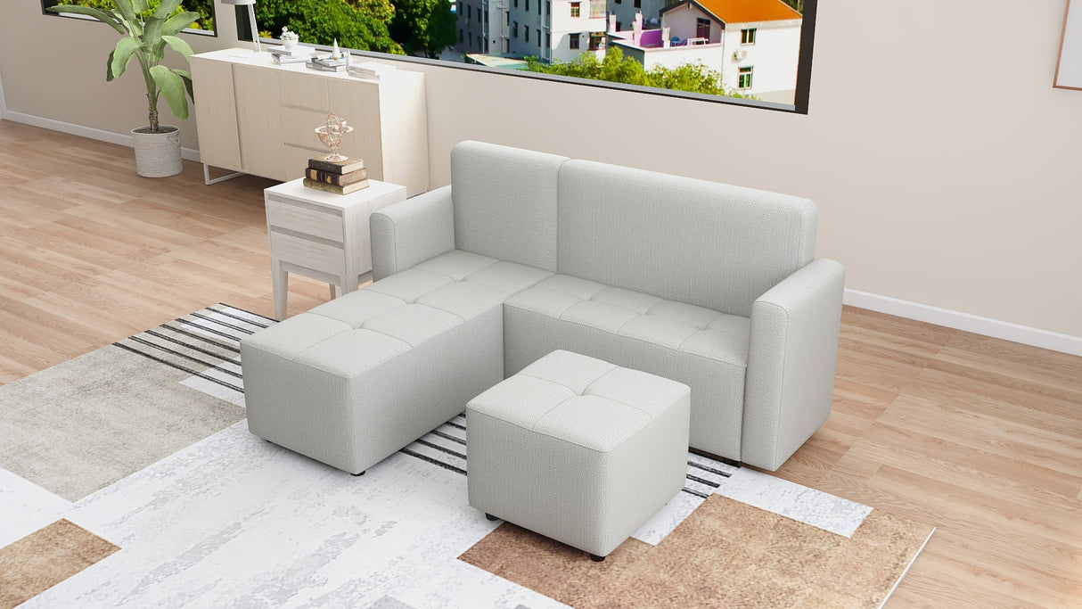 CONNER L-Shape Fabric Sofa with Ottoman Affordahome