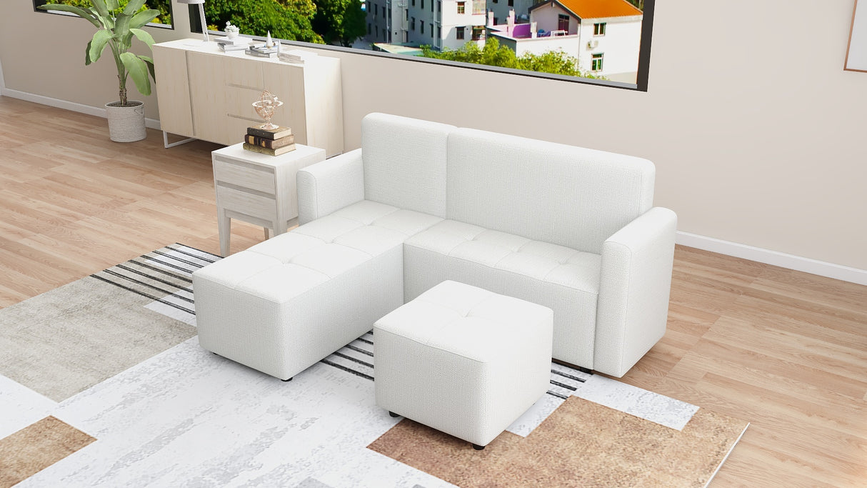 CONNER L-Shape Fabric Sofa with Ottoman Affordahome
