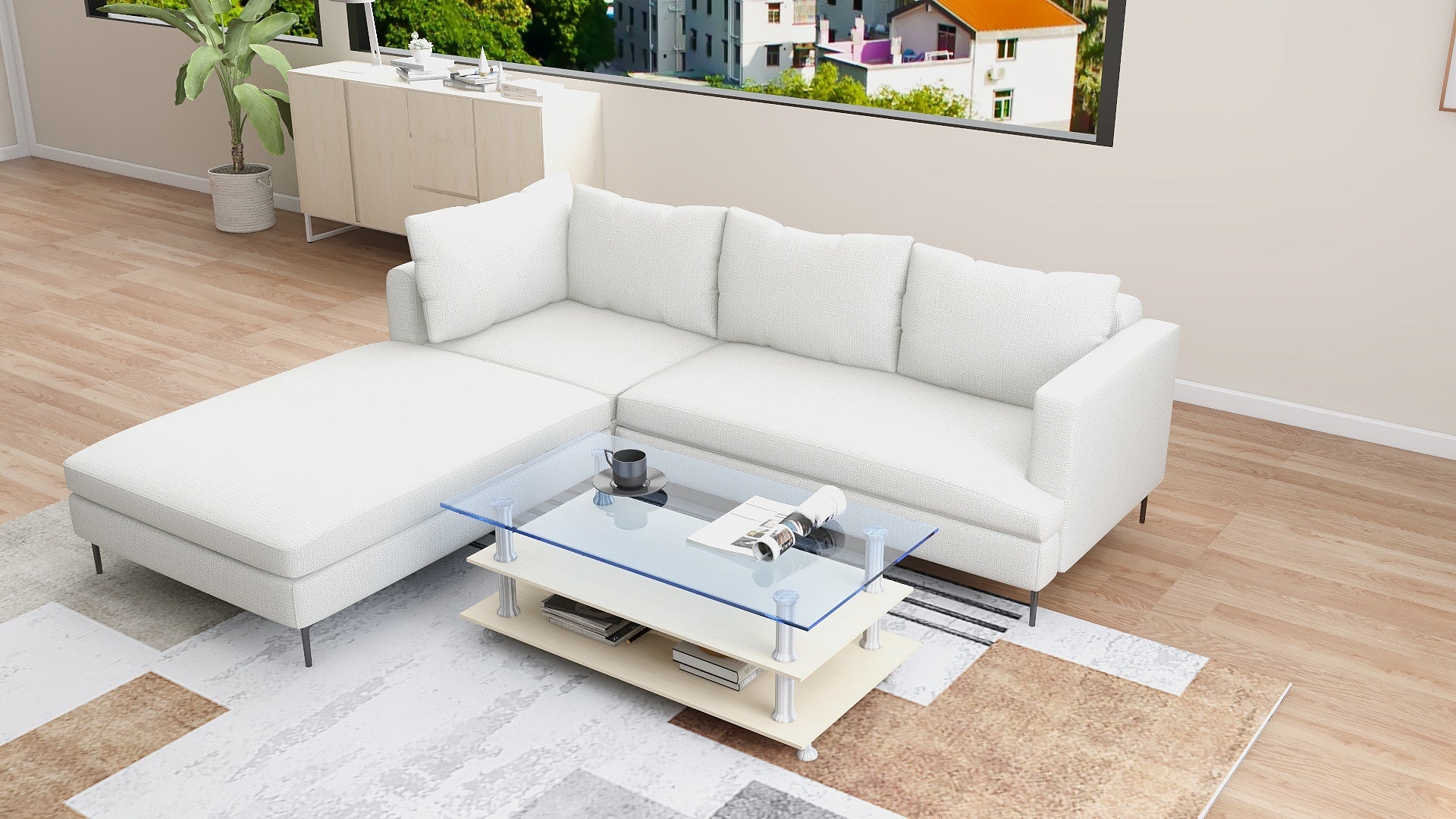 LUCILLE L-Shape Fabric Sofa AF Home