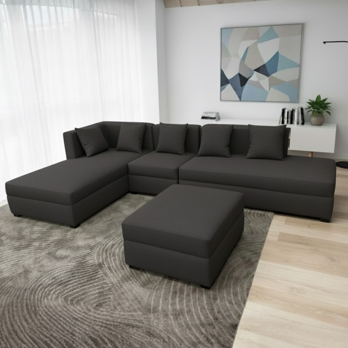 Russel L-shape Fabric Sofa with Ottoman Luxe Life PH