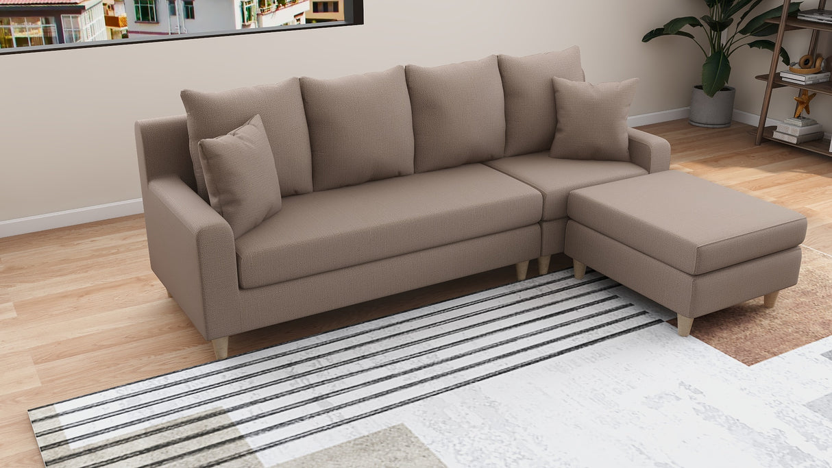 ERICH L-Shape Sofa with Modular Ottoman Furnigo