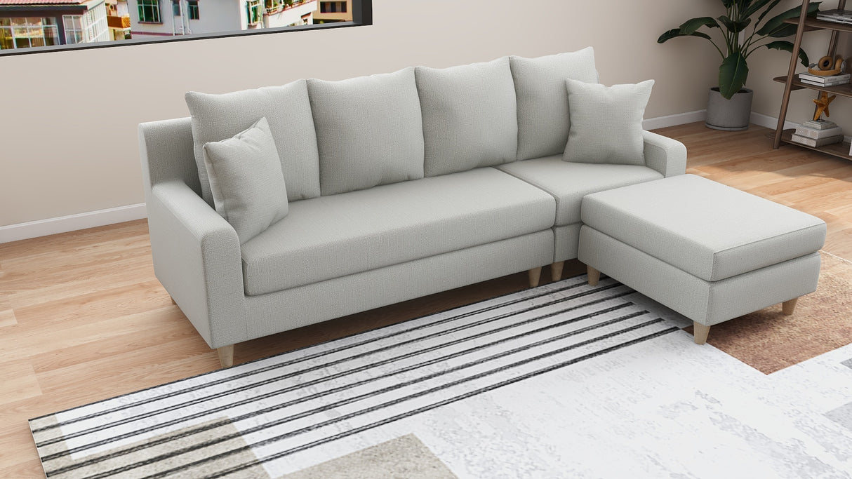 ERICH L-Shape Sofa with Modular Ottoman Furnigo