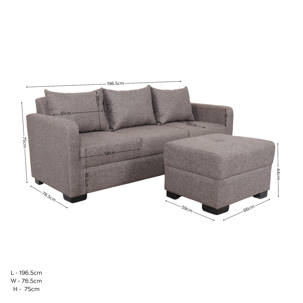 Franco Fabric Sofa with Ottoman Furnigo
