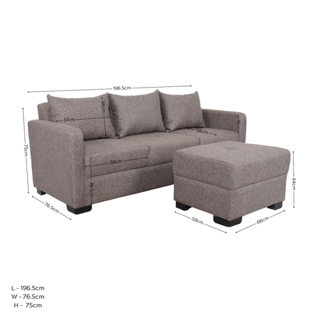 FRANCO Fabric Sofa with Ottoman Affordahome