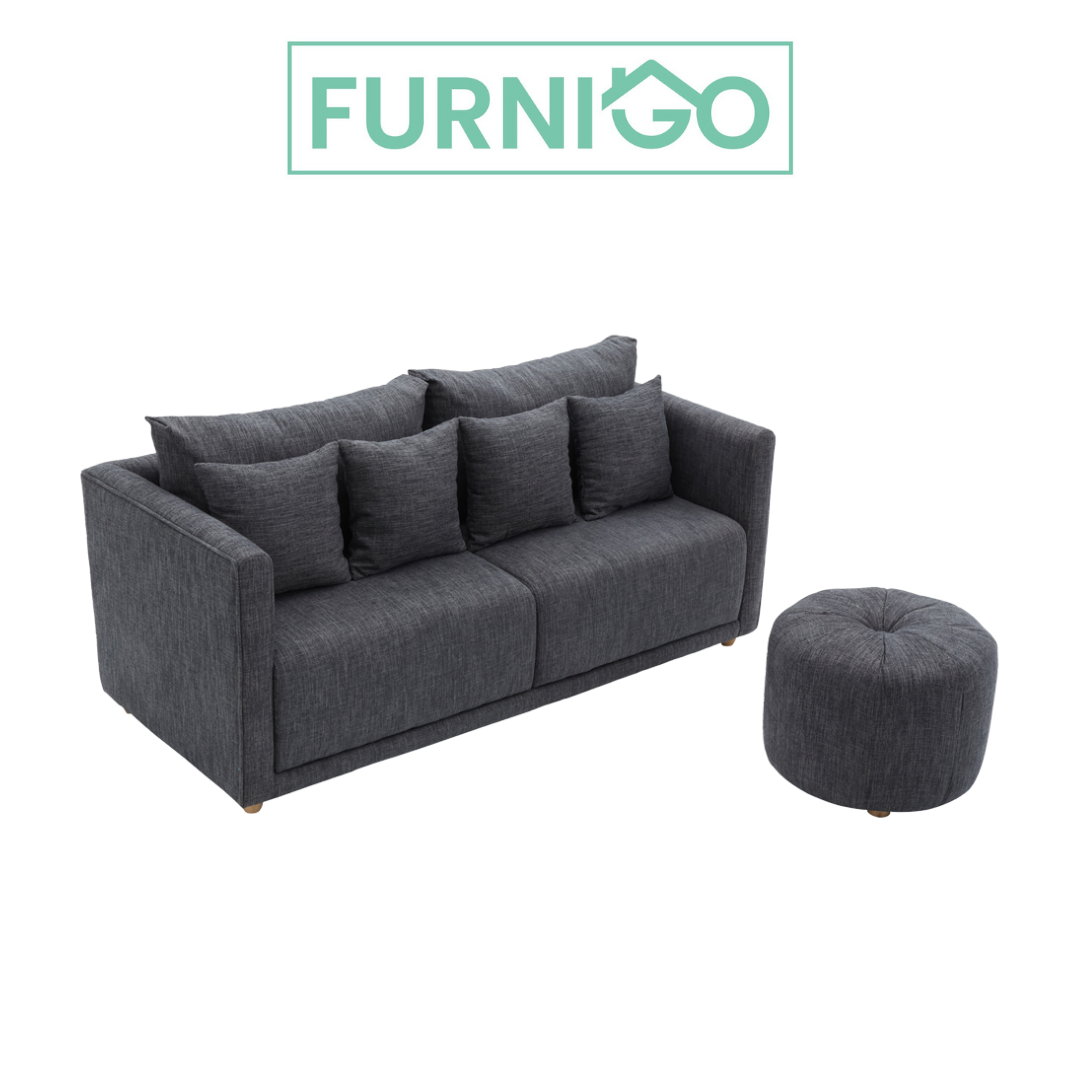 FALLON 2-Seater Fabric Sofa with Ottoman Furnigo