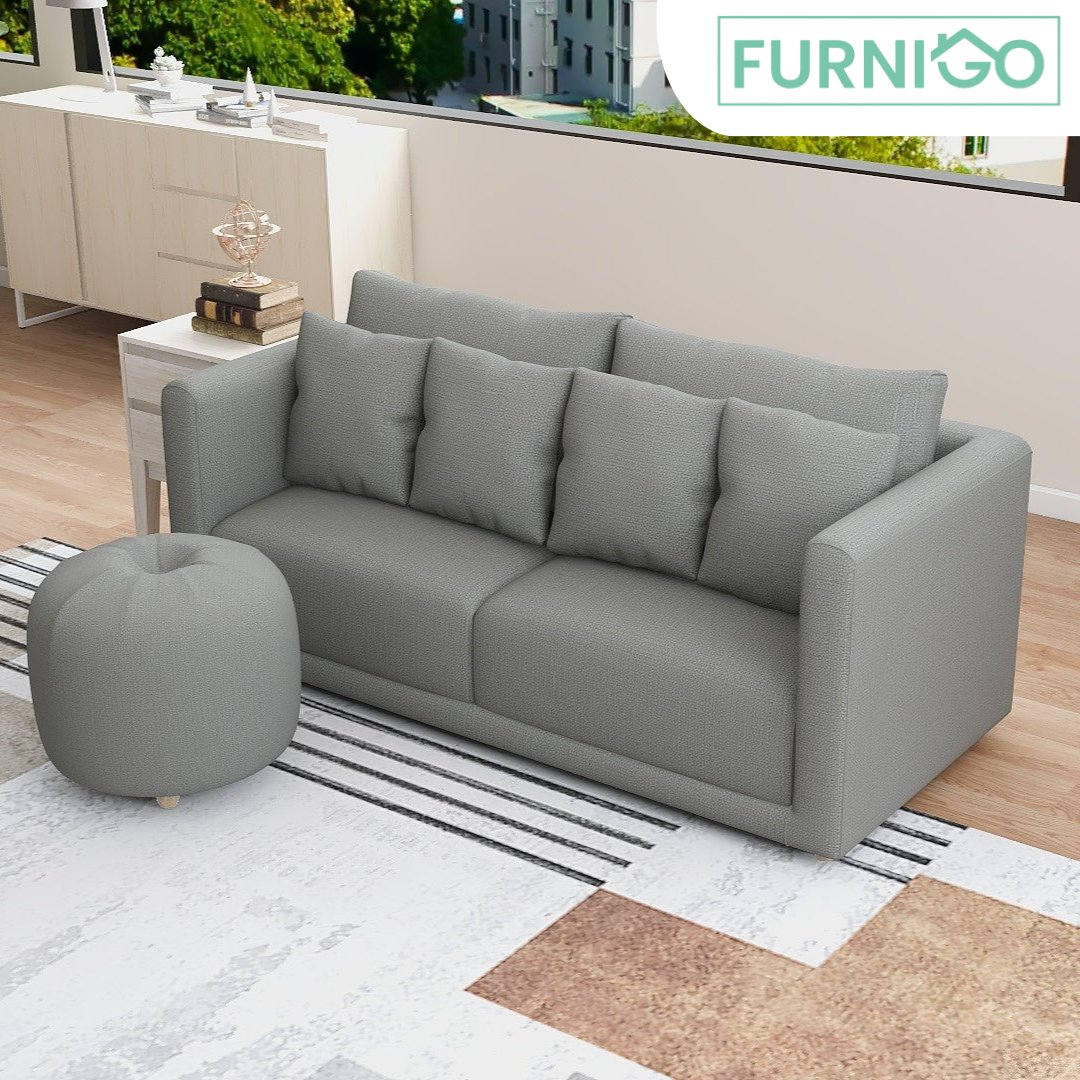 FALLON 2-Seater Fabric Sofa with Ottoman Furnigo