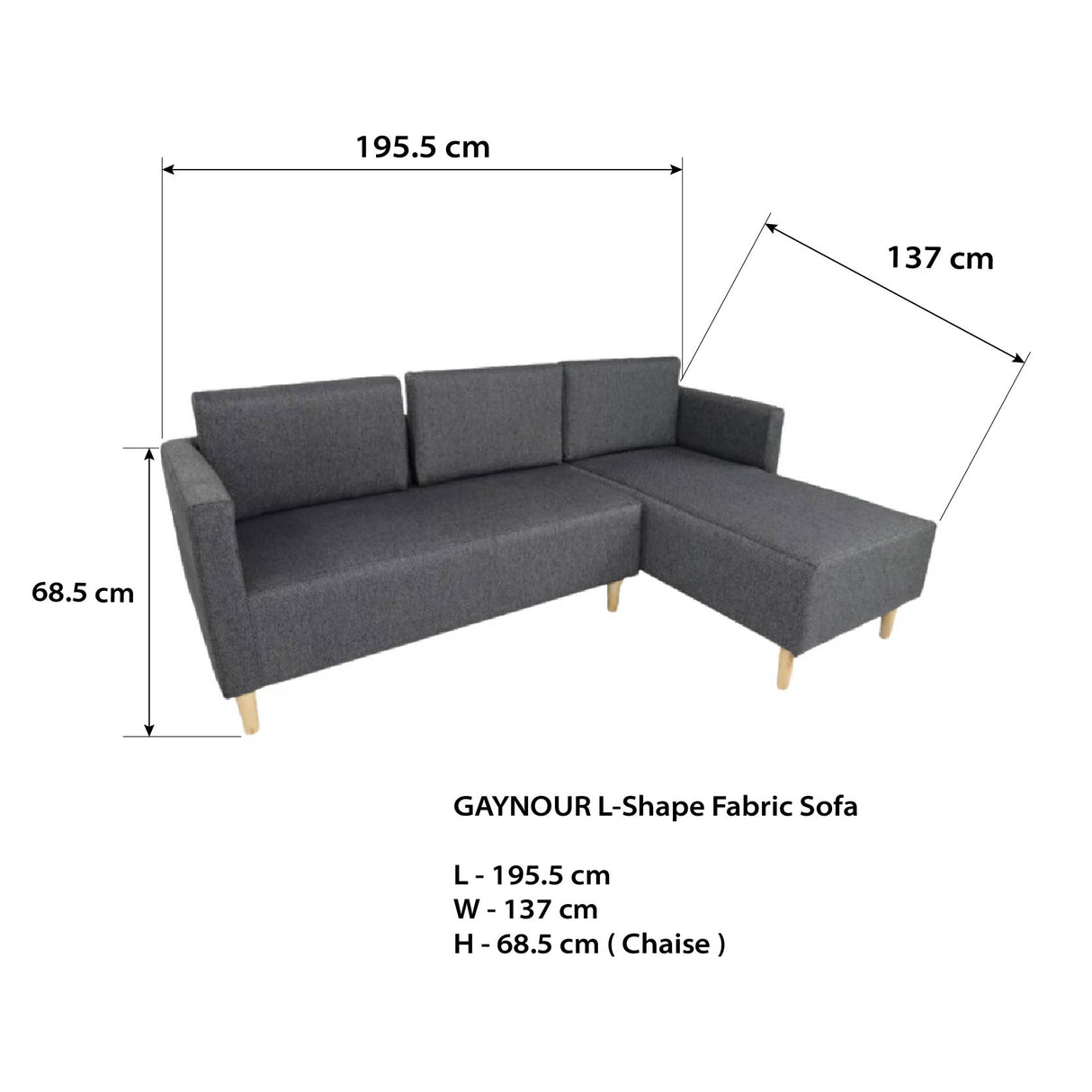 GAYNOUR L-Shape Fabric Sofa Furnigo
