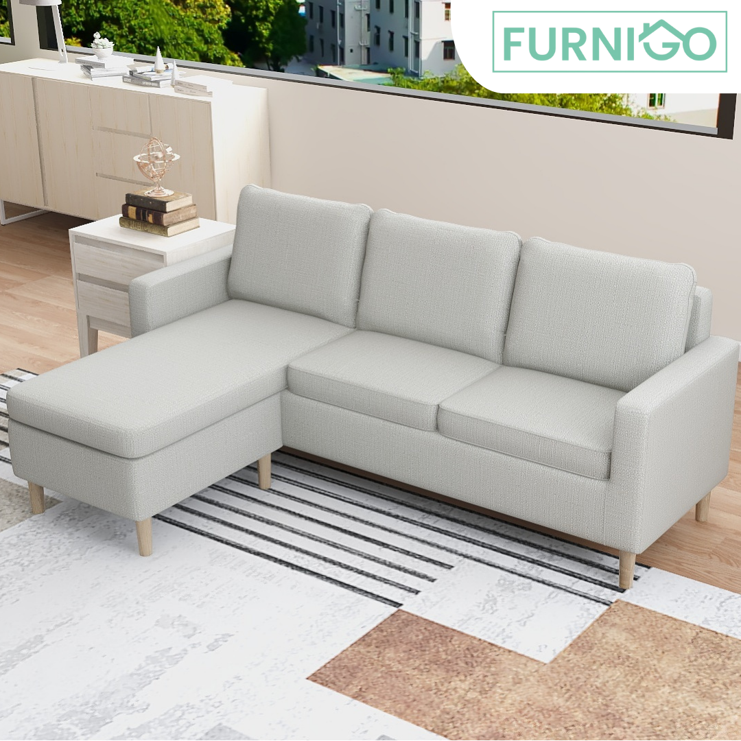 GINO Modern Upholstered L-Shape Fabric Sofa Furnigo