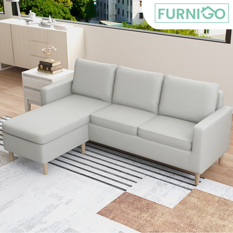 GINO Modern Upholstered L-Shape Fabric Sofa Furnigo