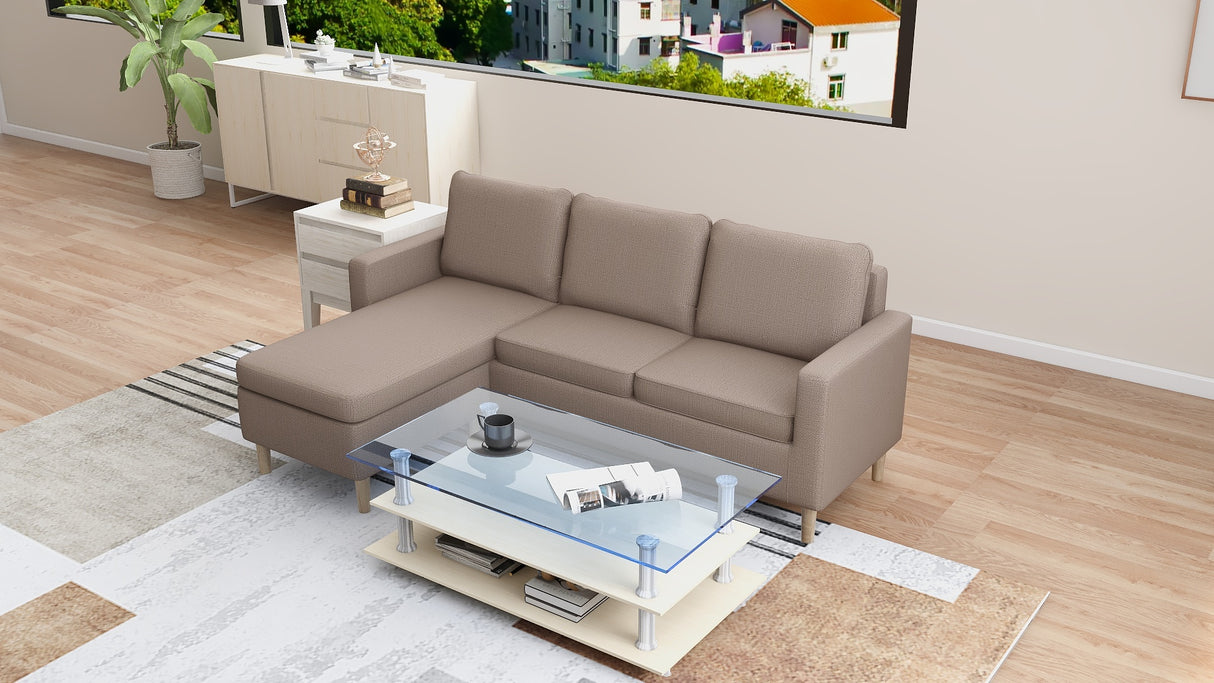 GINO Modern Upholstered L-Shape Fabric Sofa Furnigo
