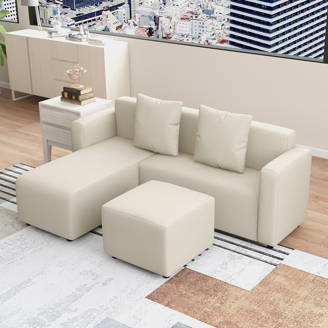 HARVEY L-Shape Fabric Sofa with Ottoman Affordahome