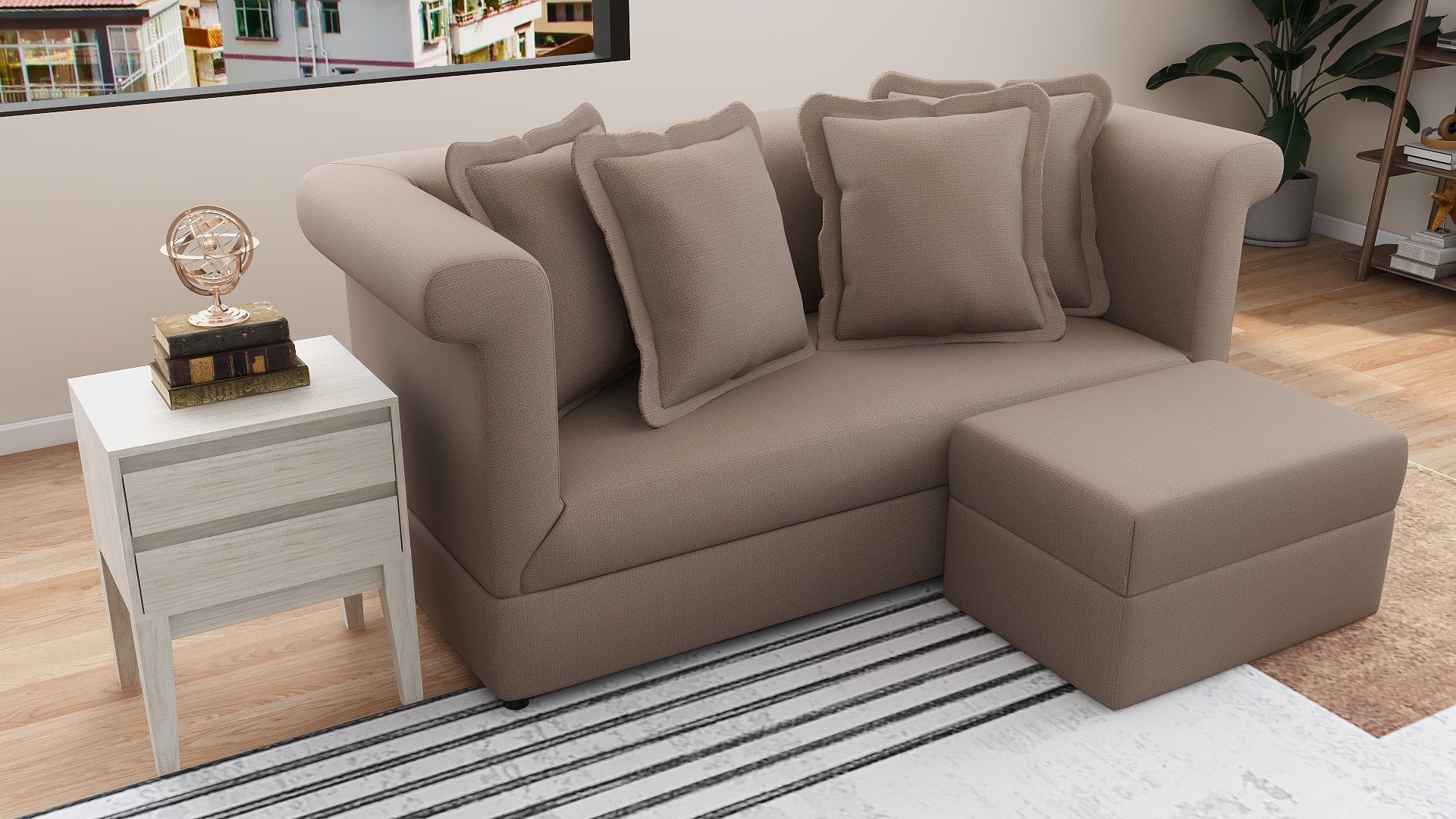 JAMIA 3 Seater with Ottoman Fabric Sofa AF Home