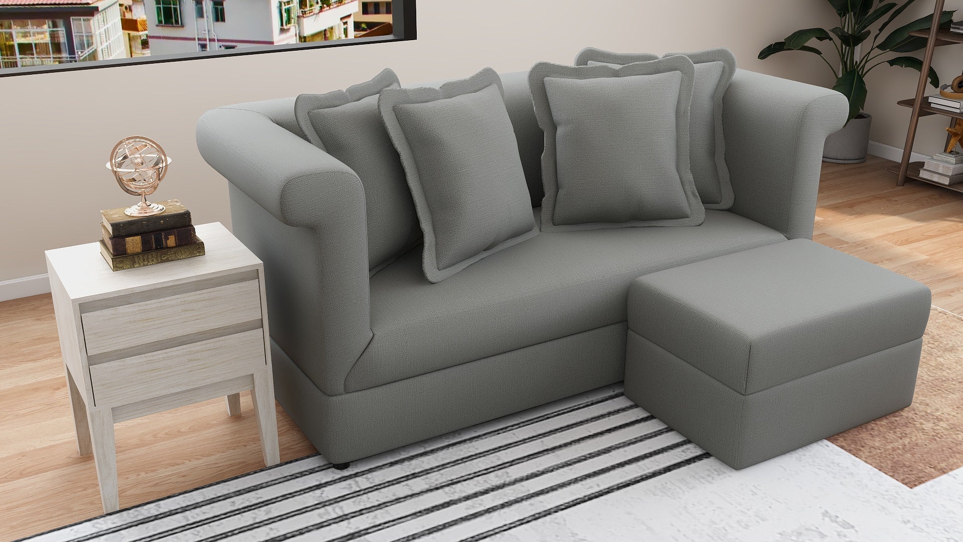 JAMIA 3 Seater with Ottoman Fabric Sofa AF Home