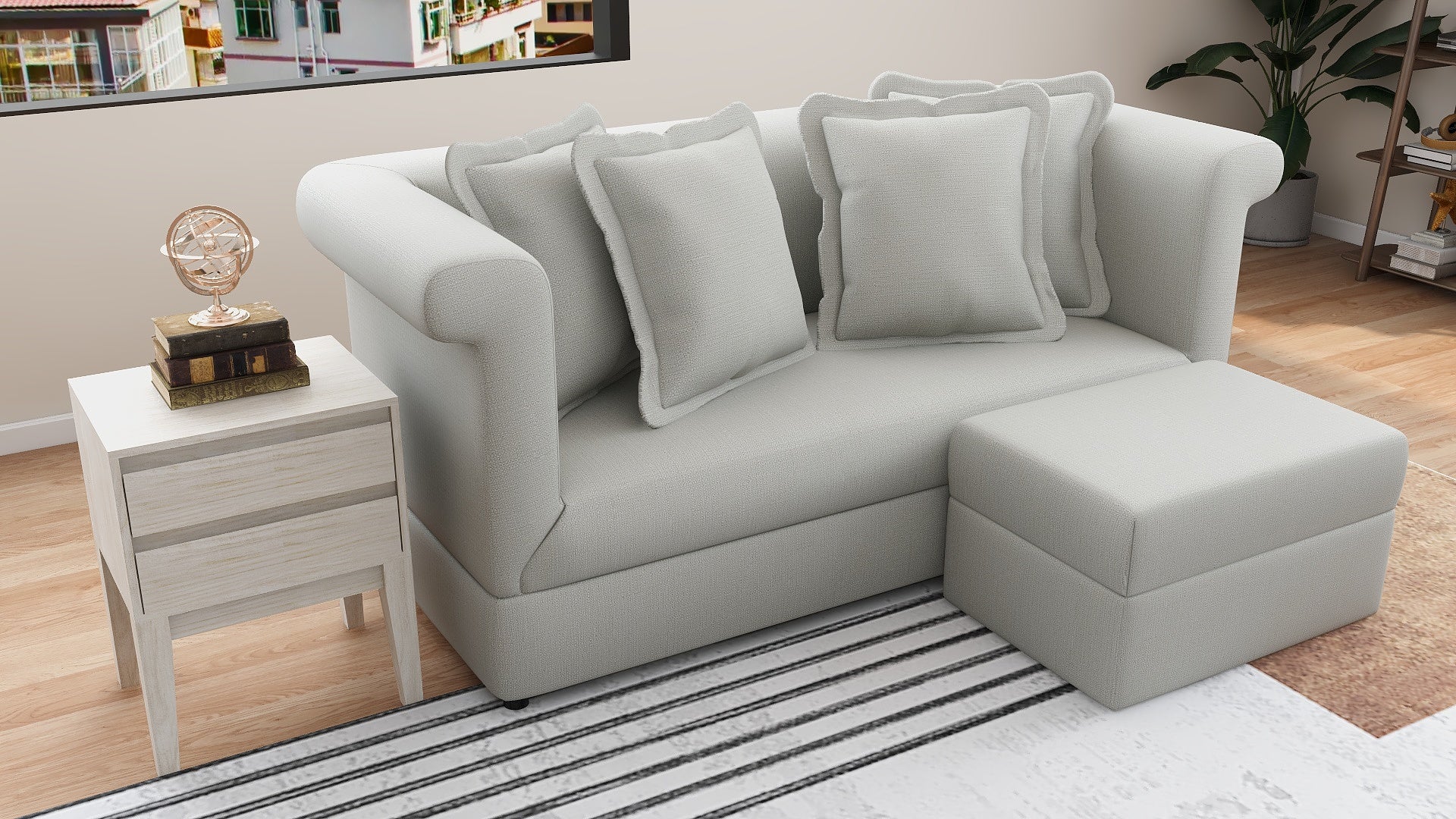 JAMIA 3 Seater with Ottoman Fabric Sofa AF Home
