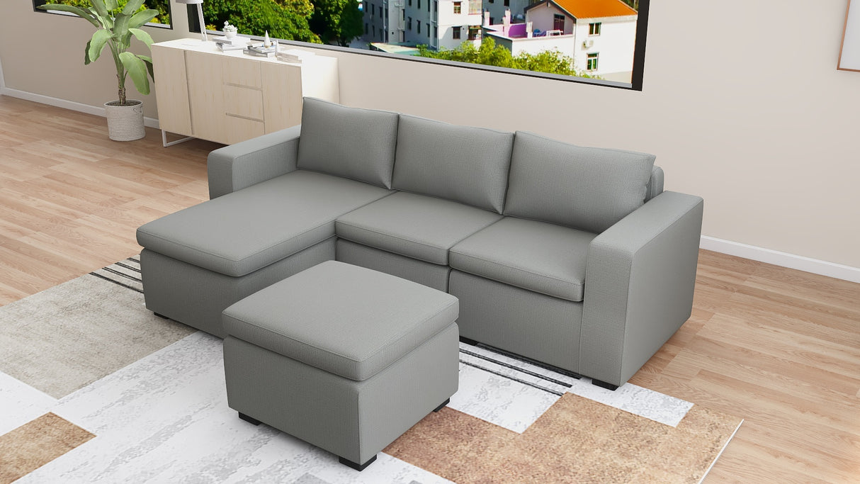 JENALD Fabric Sofa with Ottoman (Reversible L-Chaise) Furnigo