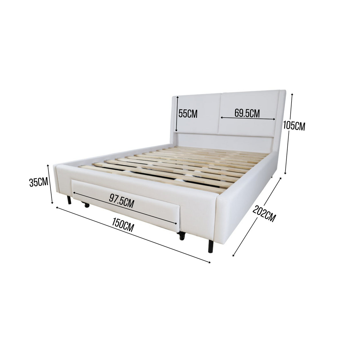 KRIZZY Bedframe with Drawer Affordahome