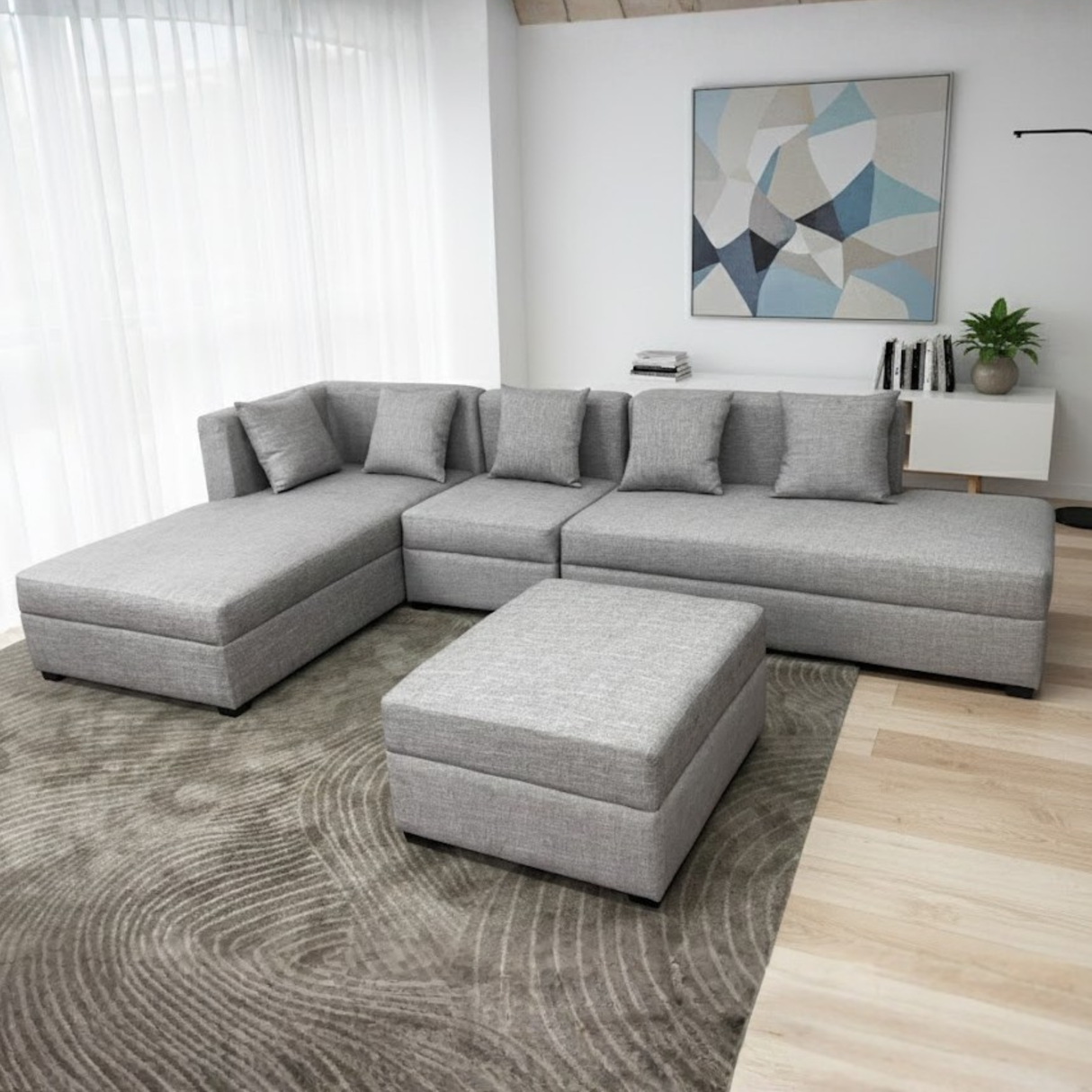 Russel L-shape Fabric Sofa with Ottoman Luxe Life PH