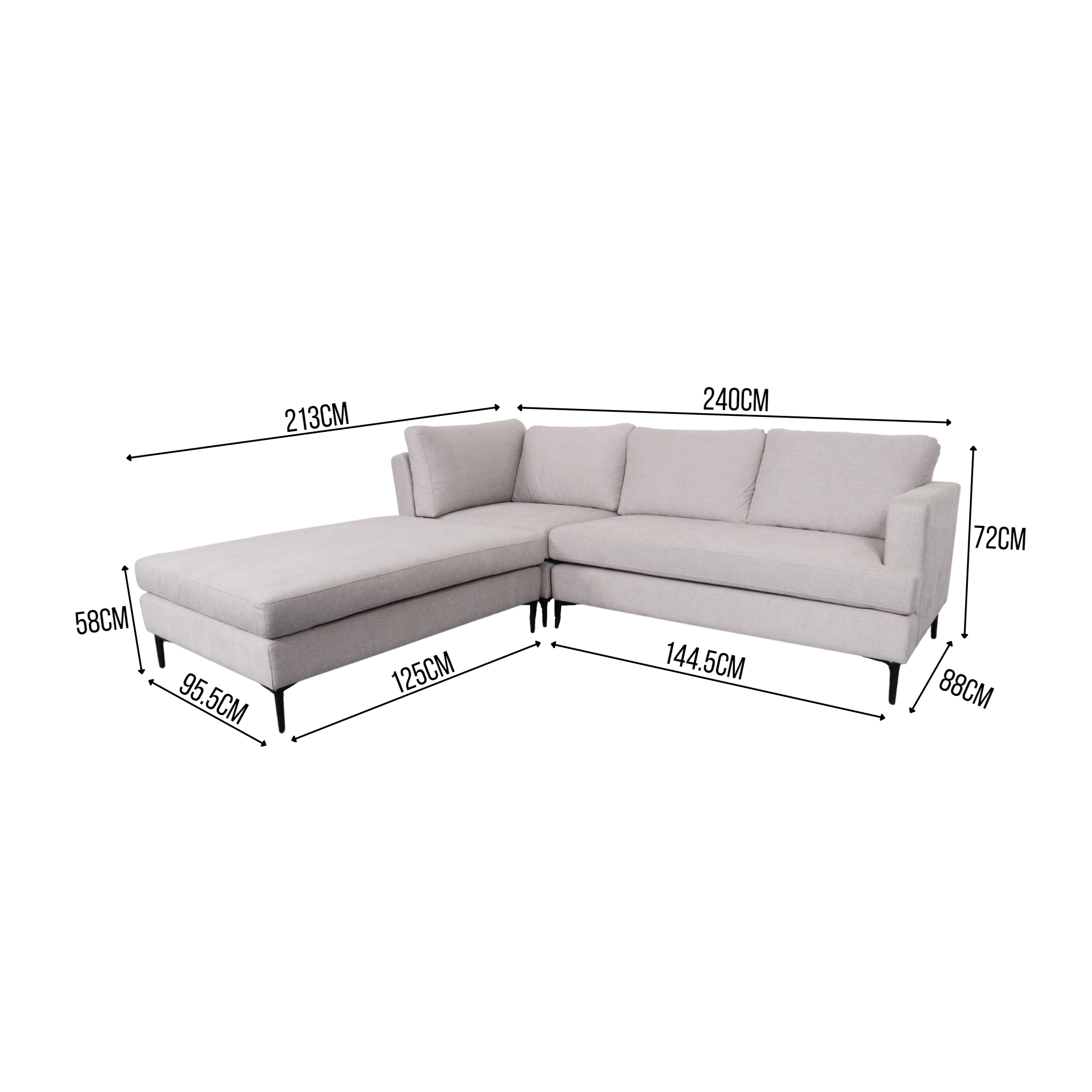 LUCILLE L-Shape Fabric Sofa AF Home
