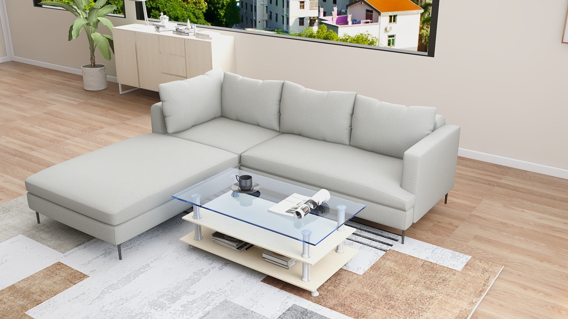 LUCILLE L-Shape Fabric Sofa AF Home
