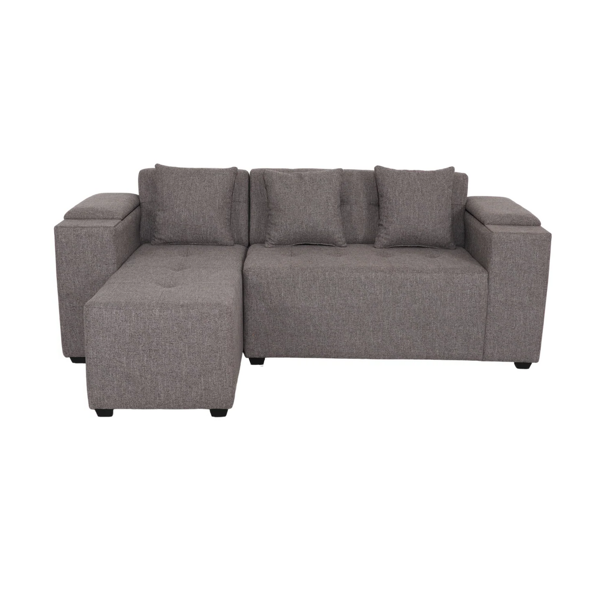 MASON L-Shape Fabric Sofa with Armrest Storage Affordahome
