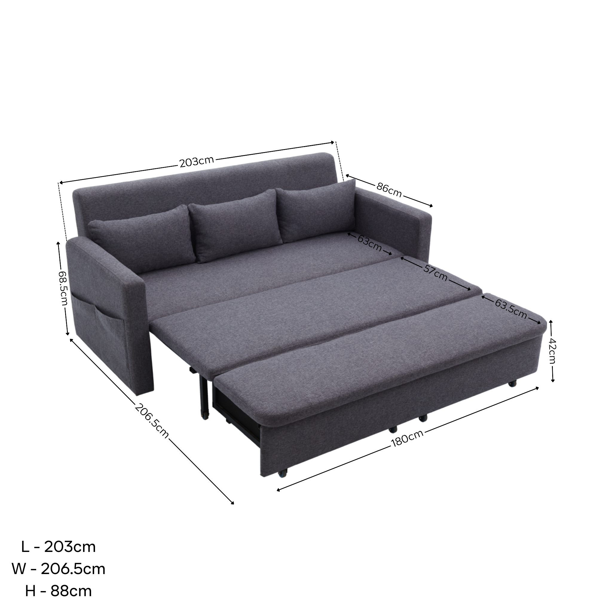 MCKINLEY Fabric Sofabed with storage AF Home