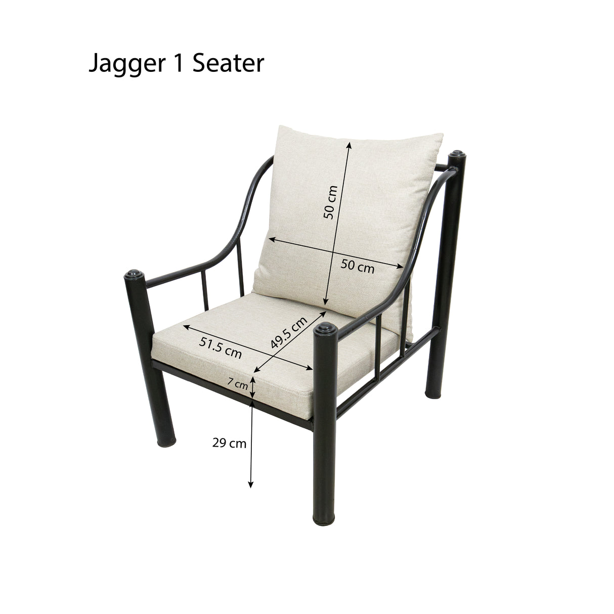 JAGGER 2-1-1 Metal Sofa Set Affordahome