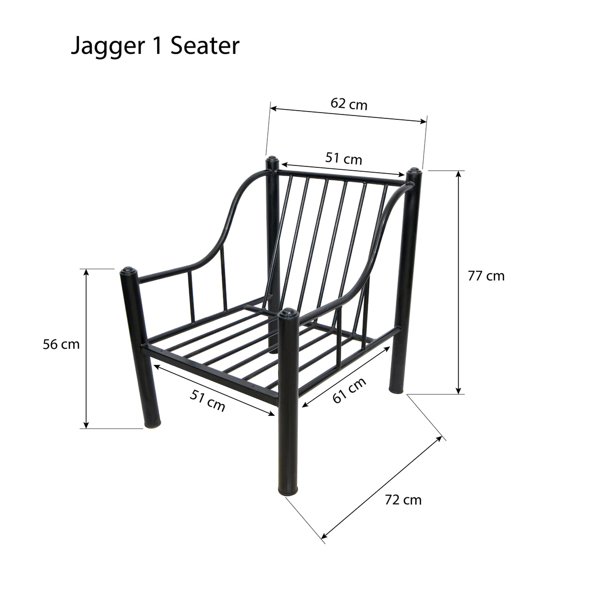 JAGGER 2-1-1 Metal Sofa Set Affordahome