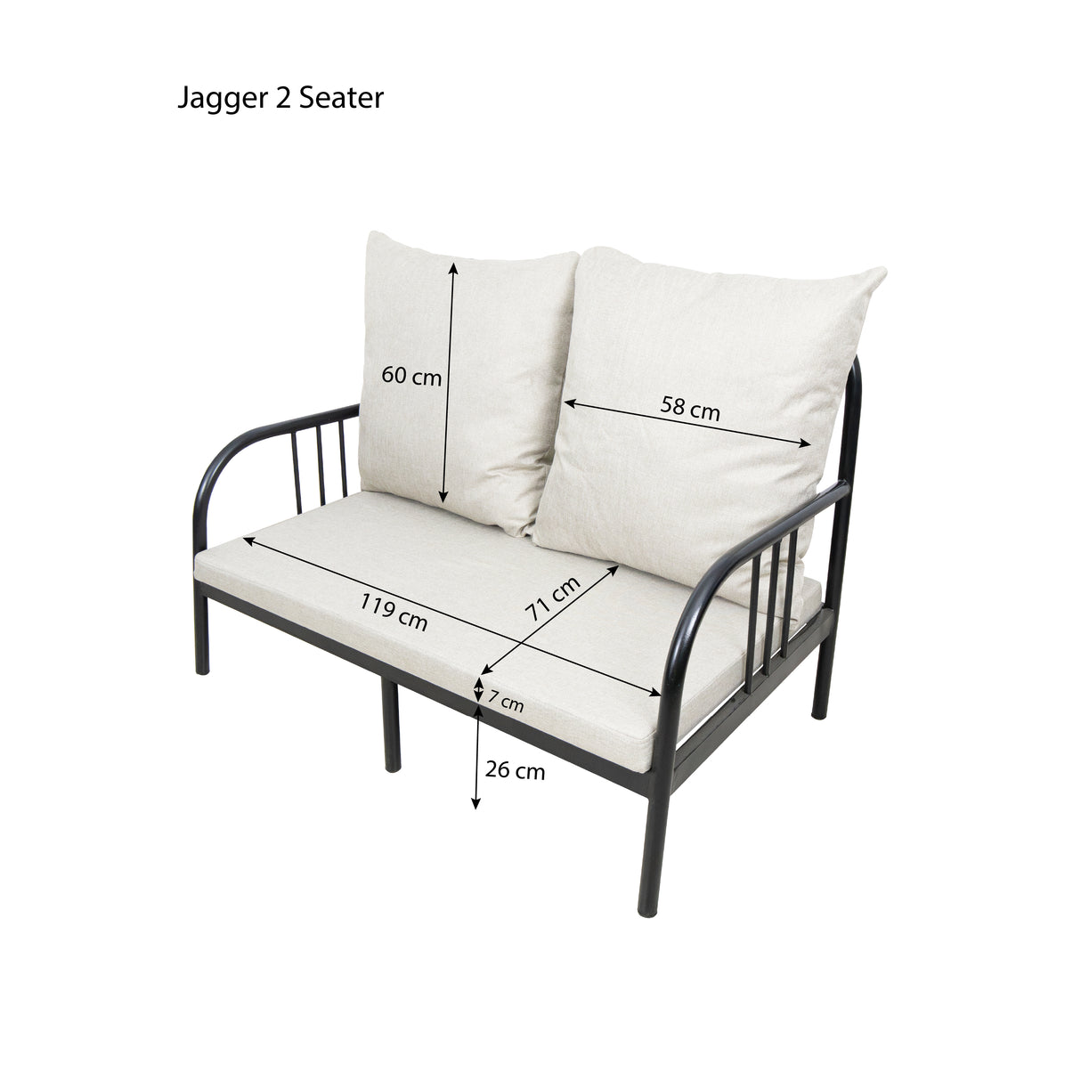 JAGGER 2-1-1 Metal Sofa Set Affordahome